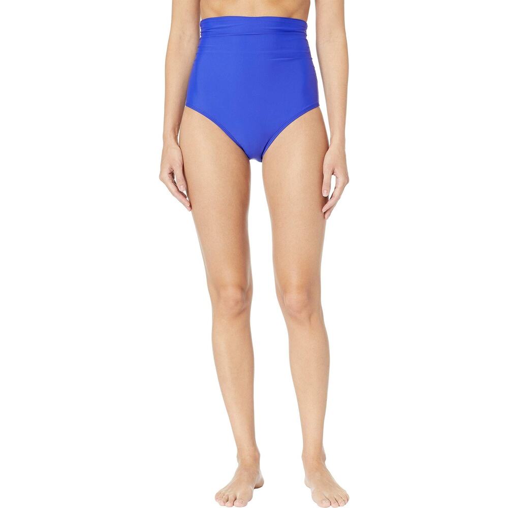 ATHENA Women High Waist Swimsuit Bikini Bottom Samba Solids Blue Size 16